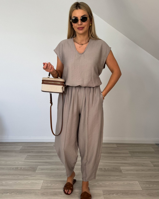 Conjunto de dos piezas vintage de corte holgado para mujer