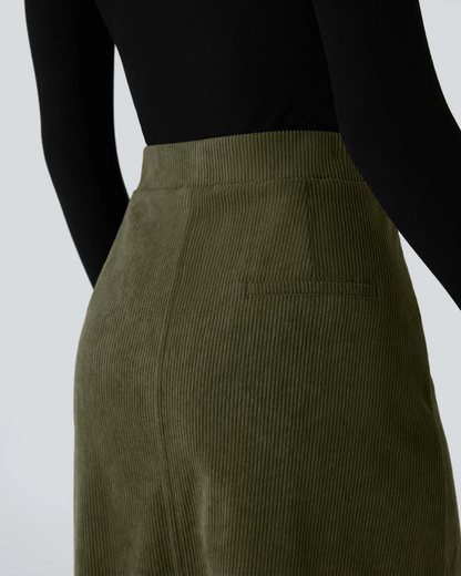 Falda Casual para Mujer con Bolsillos y Abertura Frontal