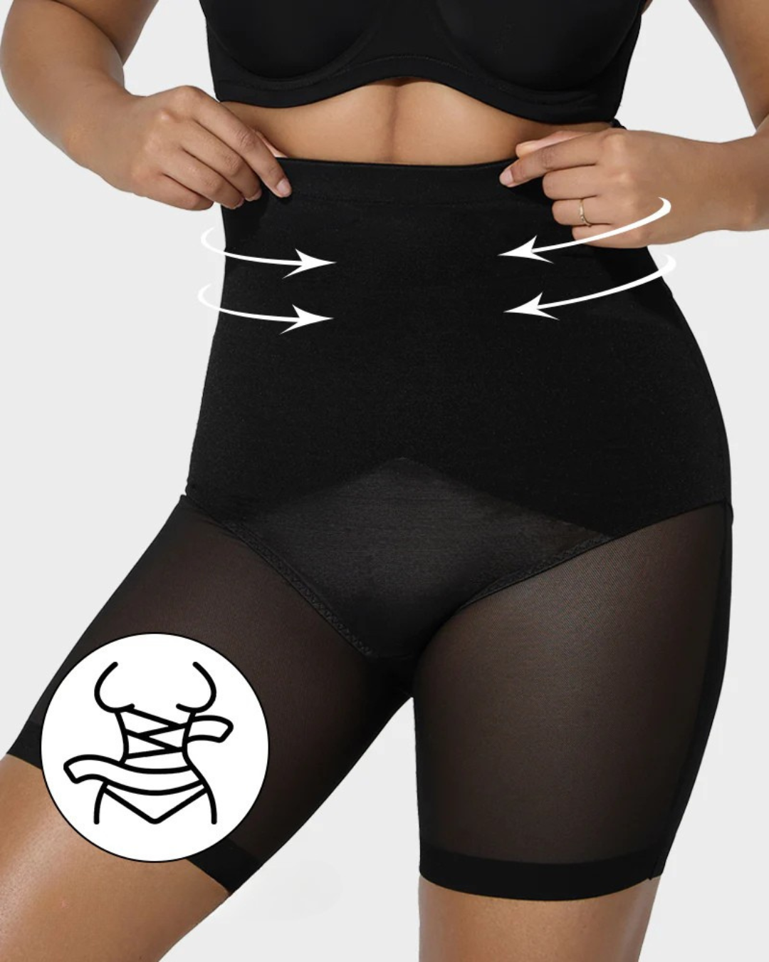 Short Moldeador de Talle Alto con Malla Cruzada a Medio Muslo (OFERTA 2X1)