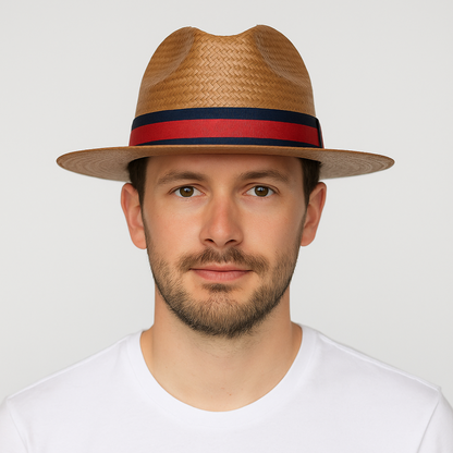 Sombrero de Paja Tejido con Cinta Decorativa Ideal para un Look Casual