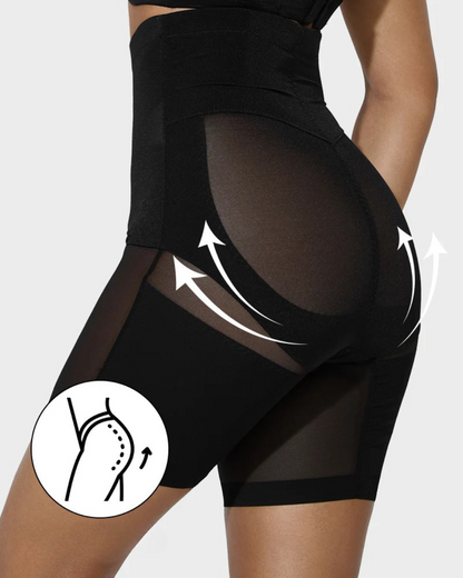 Short Moldeador de Talle Alto con Malla Cruzada a Medio Muslo (OFERTA 2X1)