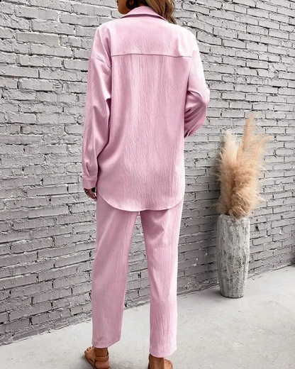 Conjunto de camisa de dos piezas y manga larga