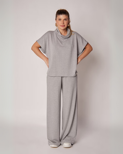 Conjunto Casual Dúo para Mujer en Gris Mezcla Versátil y Confortable