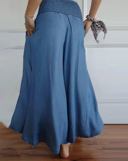 Falda Larga con Bolsillos Estilo Fresco y Natural