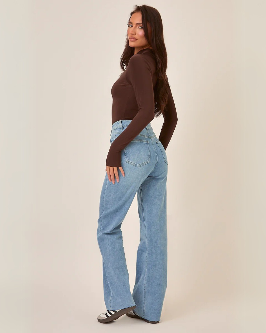 Pantalón con Tejido Elástico con Dobladillos Deshilachados para Mujer
