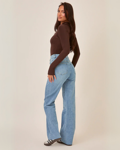 Pantalón con Tejido Elástico con Dobladillos Deshilachados para Mujer