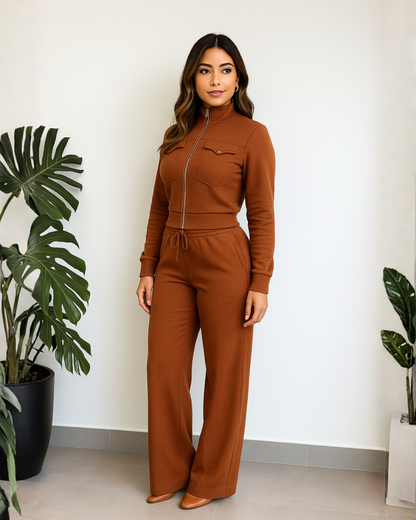 Conjunto Elegante con Tejido Elástico para Mujer