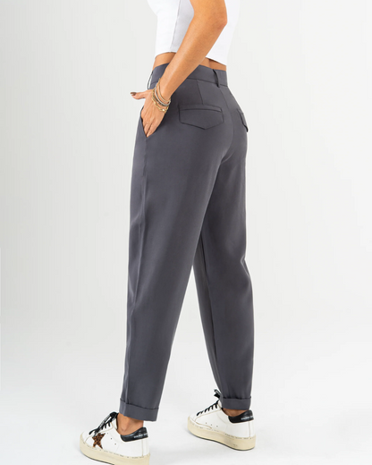 Pantalones de cintura alta y corte recto para mujer