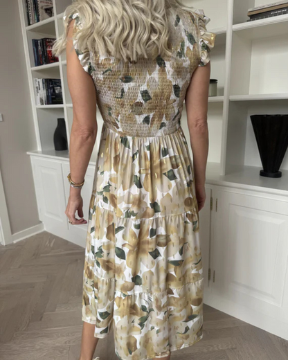 Vestido Floral con Fruncido en el Pecho para Mujer