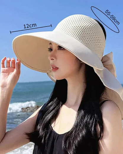 Sombrero de Ala Ancha con Lazo Elegante para Días Soleados