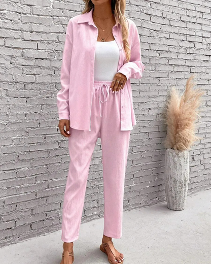 Conjunto de camisa de dos piezas y manga larga