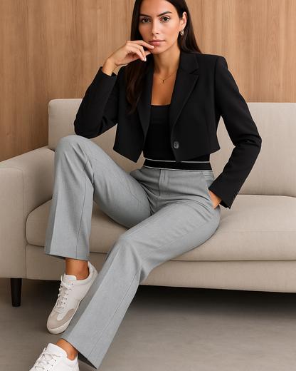 Pantalón de Tiro Alto con Cintura Elástica Decorativa
