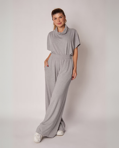 Conjunto Casual Dúo para Mujer en Gris Mezcla Versátil y Confortable