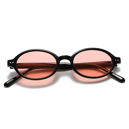 Gafas de Sol Ovaladas con Montura Negra de Estilo Retro Moderno