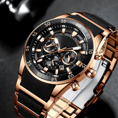 Reloj de cuarzo multifunción para hombre, resistente al agua