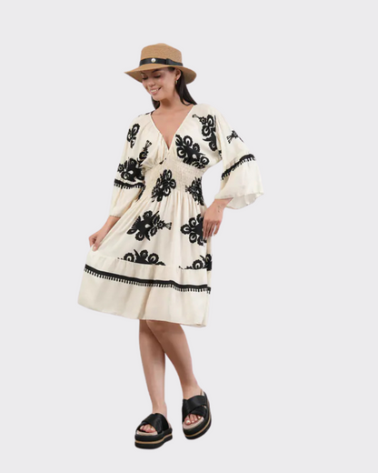 Vestido Holgado con Mangas y Escote en V