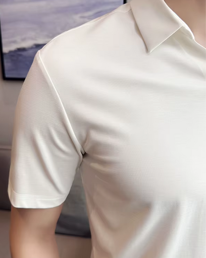 Polo de Hombre de Gran Elasticidad Ligero Suave y Resistente a las Arrugas en Color Liso