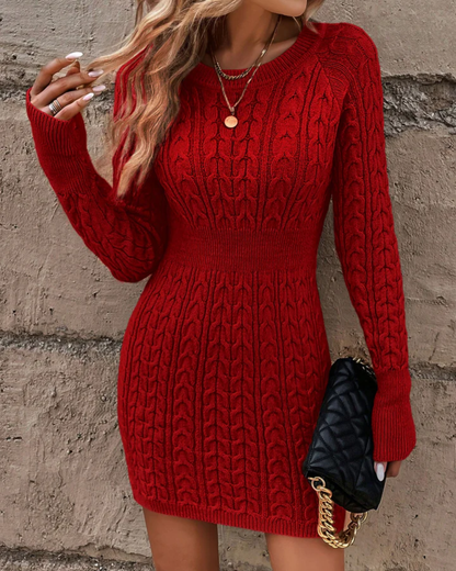 Vestido Corto de Punto con Hombros Descubiertos®