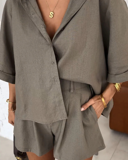 Conjunto Informal de Blusa y Pantalón Corto Holgado para el día a día