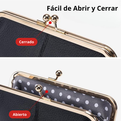 Bolso de Mano de Cuero Genuino para Mujer Espaciosa con Cierre de Beso