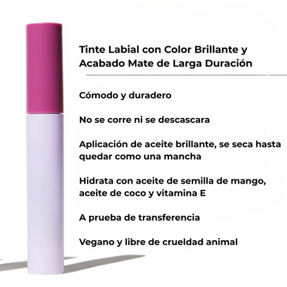 Tinte Labial con Color Brillante y Acabado Mate de Larga Duración (OFERTA 2X1)
