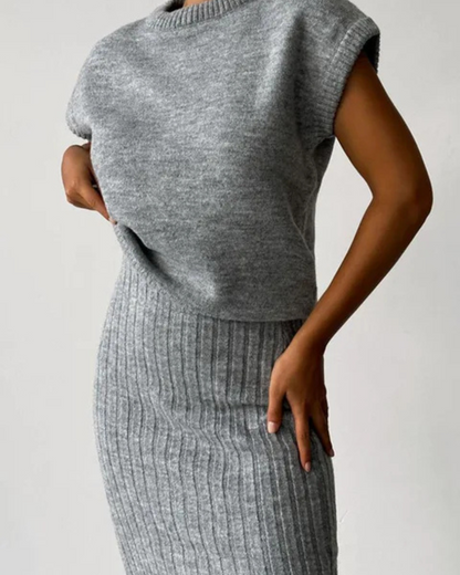 Conjunto de top sin mangas y falda larga ajustada para mujer