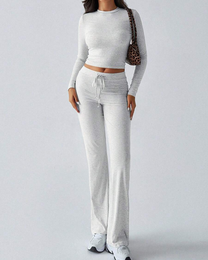 Conjunto de Camisa Ajustada Manga Larga y Pantalón para Mujer