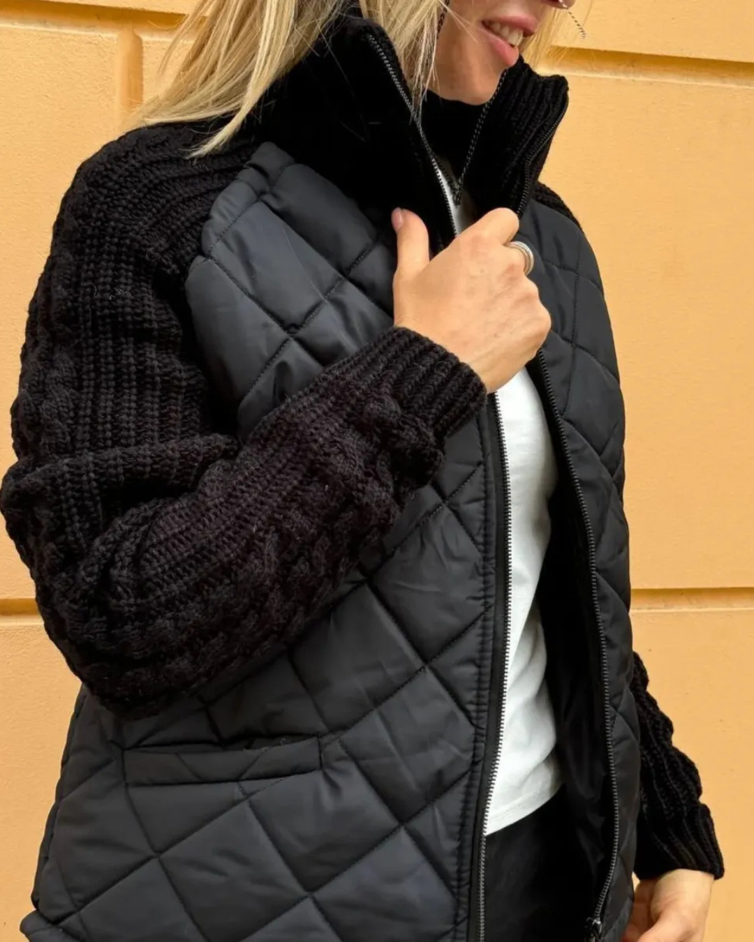 Abrigo de manga larga casual con ajuste de cremallera para mujer