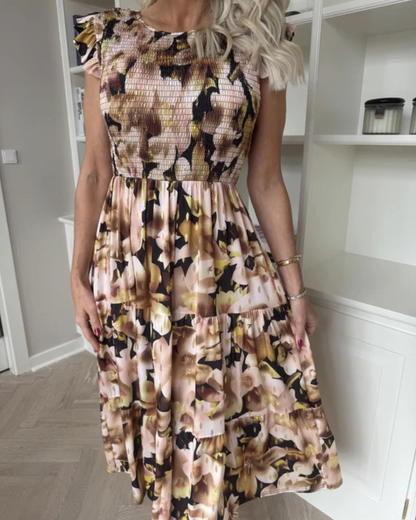 Vestido Floral con Fruncido en el Pecho para Mujer