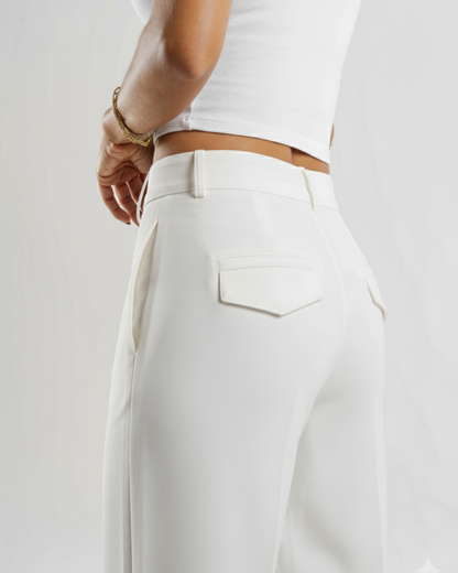 Pantalones de cintura alta y corte recto para mujer