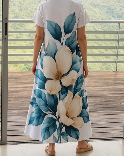 Vestido suelto con escote en V para mujer